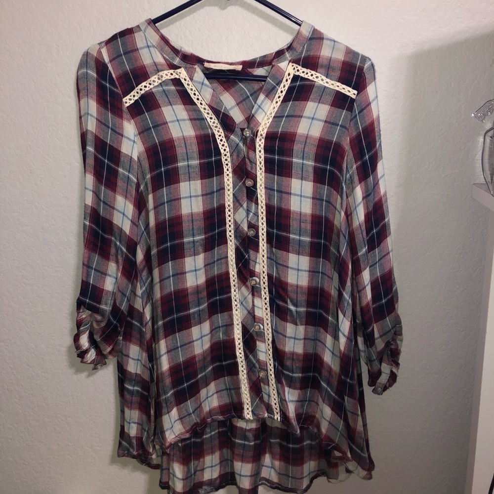 button down flannel blouse